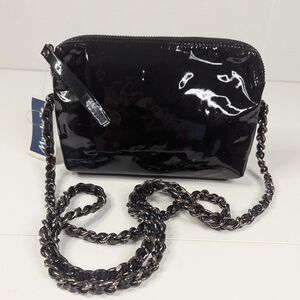 Abro‎ Black Patent Leather Crossbody Bag With Chain Strap NWT